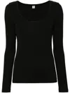 Totême Black Classic Long Sleeve T-shirt In Black