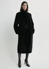 Totême Classic Shearling Coat Black In Black