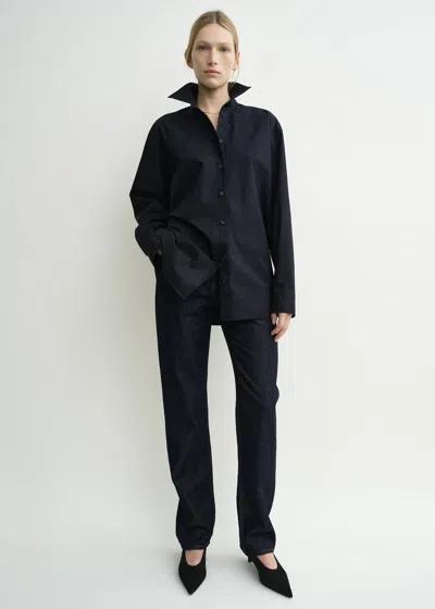 Totême Classic Tumbled Shirt Midnight In Black
