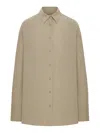 Totême Classic Wool Blend Tuxedo Shirt In Brown