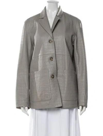 Pre-owned Totême Clean Croco Jacket Lambskin Blazer In Gray