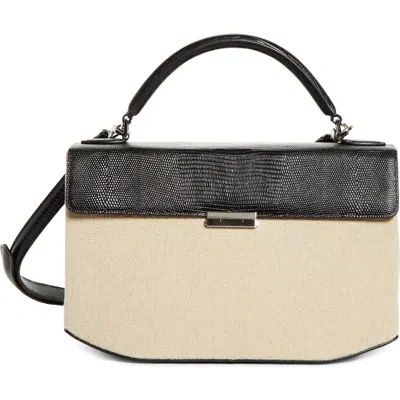 Totême Toteme Clip Canvas & Lizard Embossed Leather Top Handle Bag In Neutral