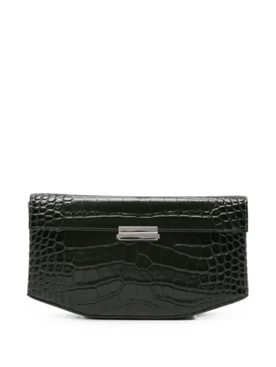 Totême Clip Croc-effect Leather Shoulder Bag In Green