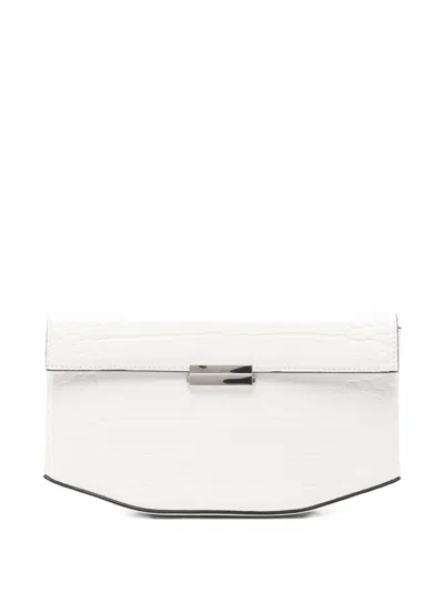 Totême Clip Croc-embossed Clutch Bag In White