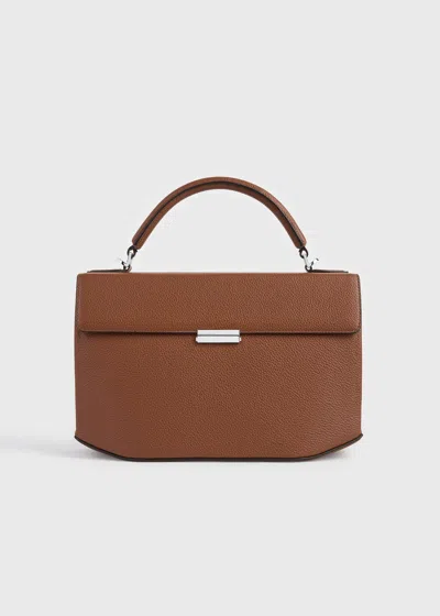 Totême Clip Grained-leather Top Handle Sienna In Brown