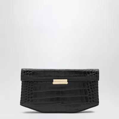 Totême Toteme Clip Mini Croc-embossed Leather Shoulder Bag In Black