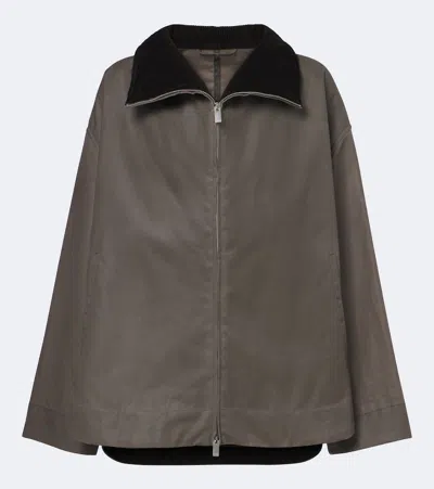 Totême Coated Cotton Jacket In Green