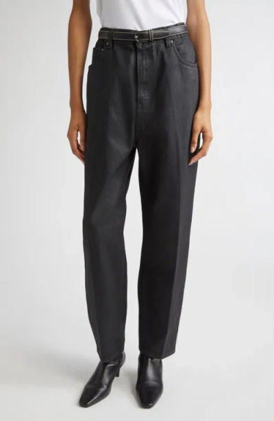 Totême Toteme Coated High Waist Tapered Jeans In Black