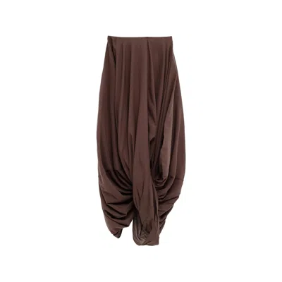 Totême Cocoon Asymmetric Draped Skirt In Brown