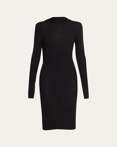 Totême Cocoon Cape Jersey Midi Dress In Black