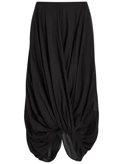 Totême Toteme Cocoon Cotton-blend Midi Skirt In Black