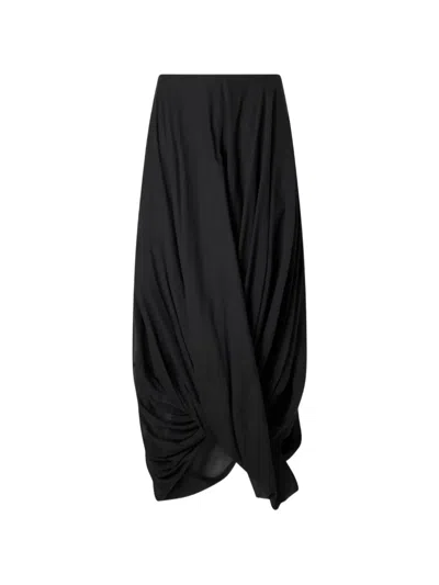 Totême Cocoon Draped Asymmetric-hem Midi Skirt In Black