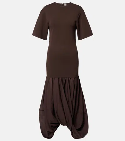Totême Cocoon Jersey Midi Dress In Brown