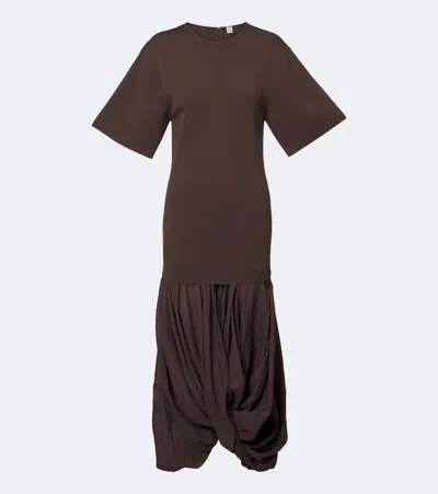 Totême Cocoon Jersey Midi Dress In Brown