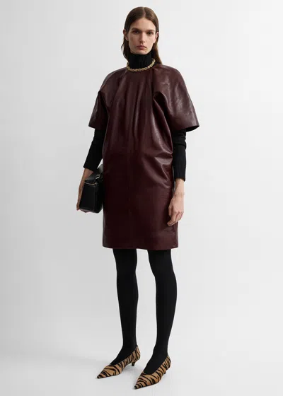 Totême Cocoon Leather Dress Bordeaux