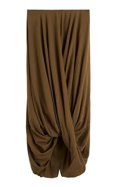 Totême Toteme Cocoon Ruffled Jersey Midi Skirt In Brown