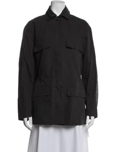 Pre-owned Totême Collared Drawstring Utility Jacket In Grey