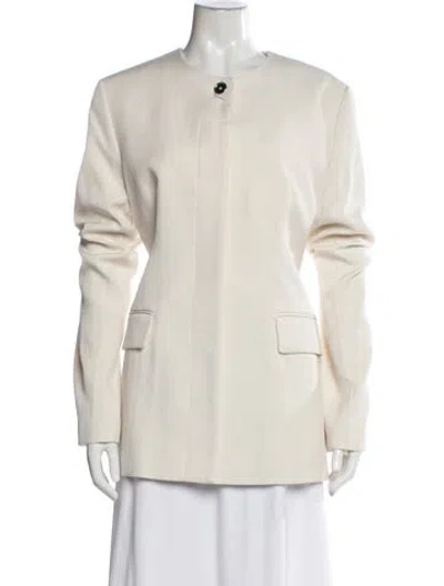 Pre-owned Totême Collarless Cinched Jacket Blazer In Neutral