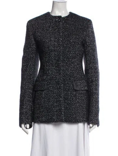Pre-owned Totême Collarless Cinched Jacket Wool Coat In Black
