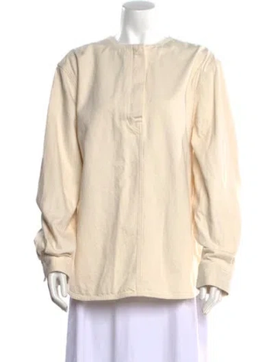 Pre-owned Totême Collarless Denim Bateau Neckline Sweatshirt In Neutral