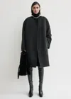 Totême Collarless Felt Coat Charcoal In Gray