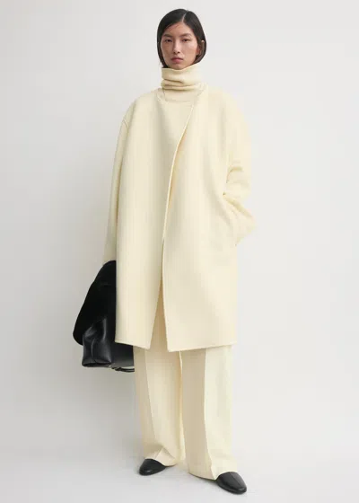 Totême Collarless Felt Coat Ecru In Neutral