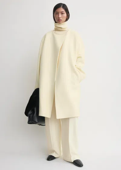 Totême Collarless Felt Coat Ecru In Sand