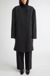 Totême Toteme Collarless Felted Wool Blend Coat In Black