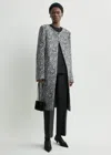 Totême Collarless Floral Coat White/black In Gray
