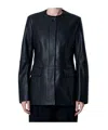 Totême Collarless Leather Jacket