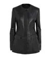 Totême Collarless Leather Jacket In Black