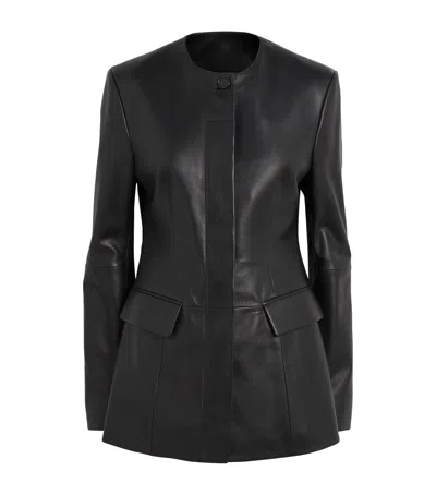 Totême Collarless Leather Jacket