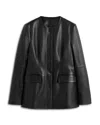 Totême Lamb Leather Collarless Structured Jacket In Black