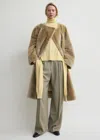 Totême Collarless Shearling Coat Rye In Neutral