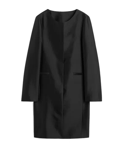 Totême Collarless Silk Coat