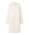 Totême Collarless Silk Coat In White