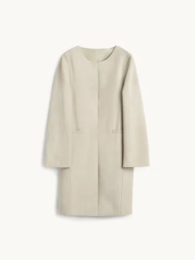 Totême Collarless Suede Coat Peanut Eu34 In Multi