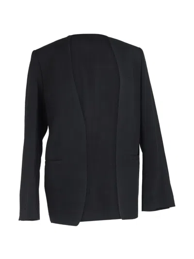 Pre-owned Totême Collarless Wool Blazer In Black