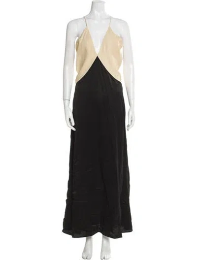 Pre-owned Totême Colorblock Pattern Long Dress In Black