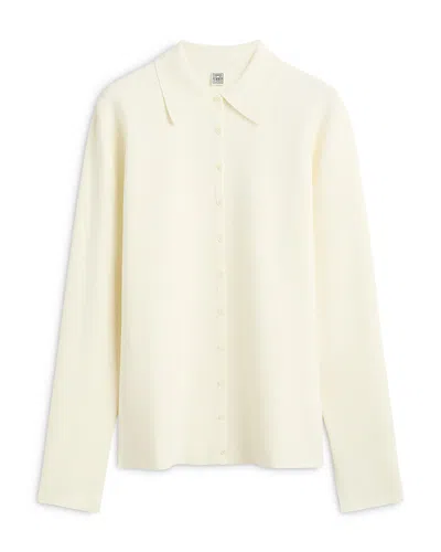 Totême Compact Knit Buttoned Top In Neutral