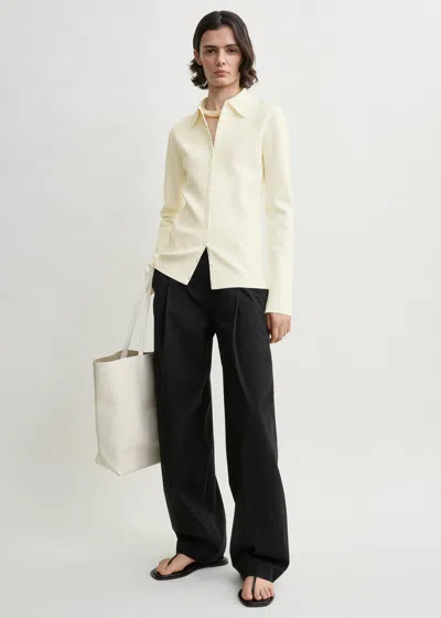 Totême Compact Knit Buttoned Top White