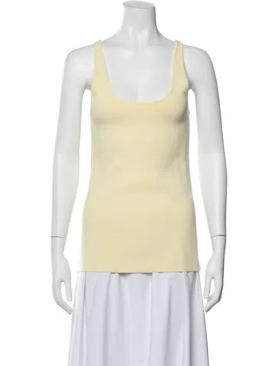 Pre-owned Totême Compact Knit Tank Scoop Neck Top In Yellow