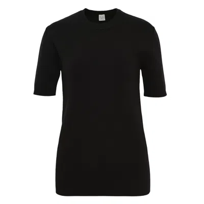 Totême Compact Knit Tee In Black