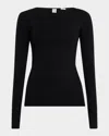 Totême Compact Wool Blend Knit Top In Black