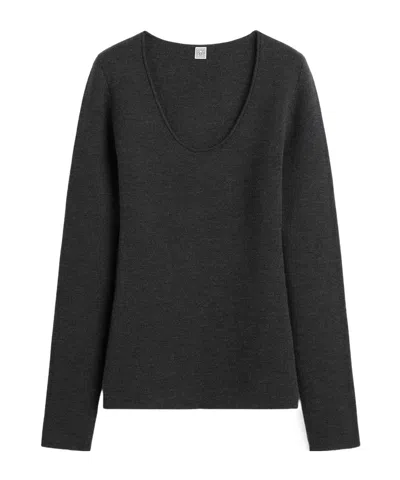 Totême Compact Knit Top Charcoal In Black
