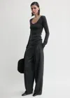 Totême Compact Knit Top Charcoal In Gray