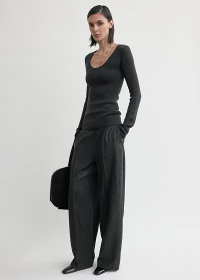 Totême Compact Knit Top Charcoal In Grey