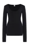 Totême Compact Knit Wool Top In Gray