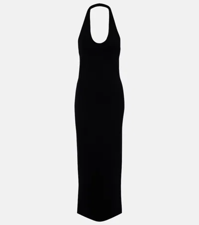 Totême Compact Knitted Halterneck Midi Dress In Black