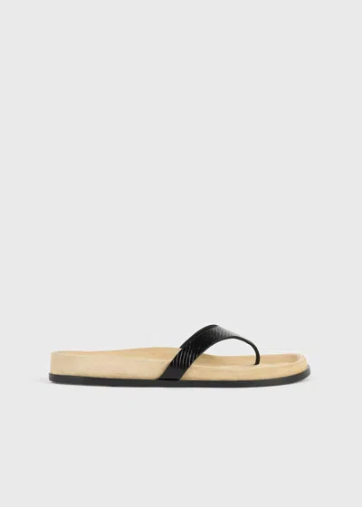 Totême Contoured Lizard-embossed Flip Flops Beige/black